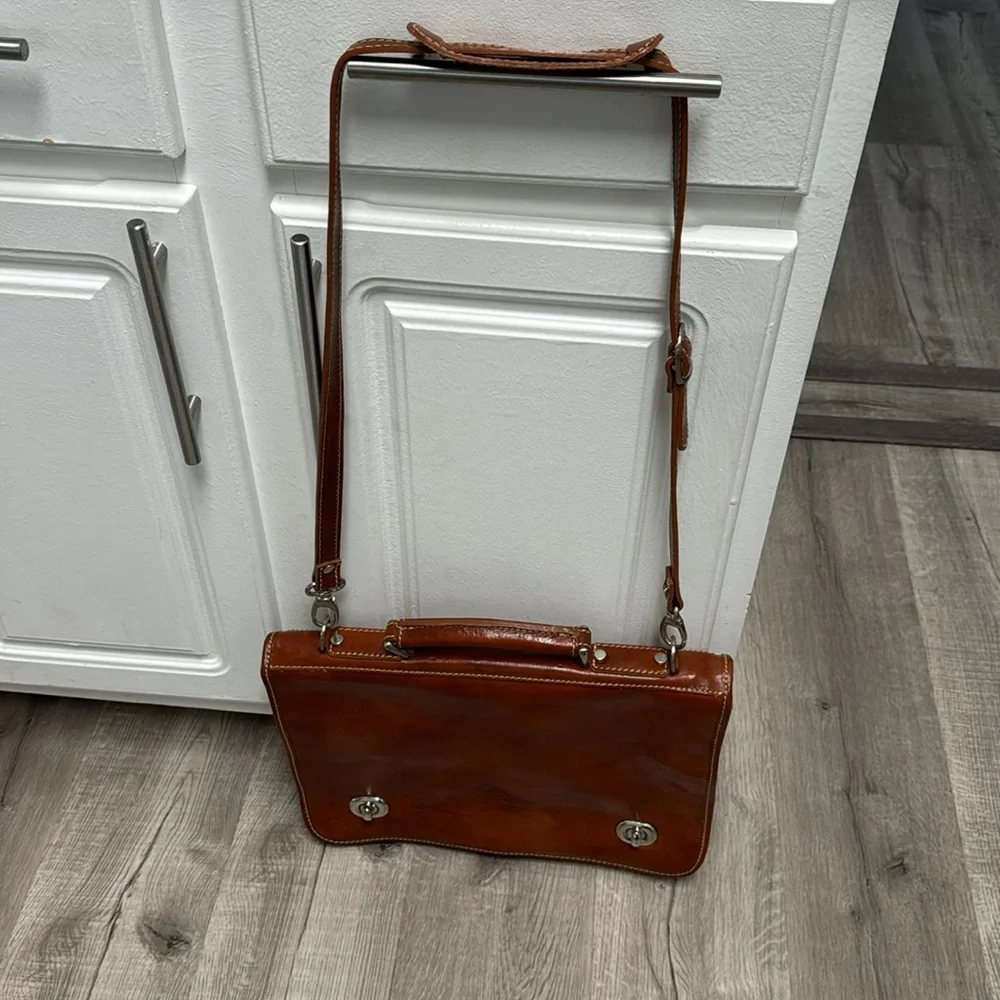 Manufactus Full Grain CalfSkin Italian Leather Slim Briefcase Brown Luxury